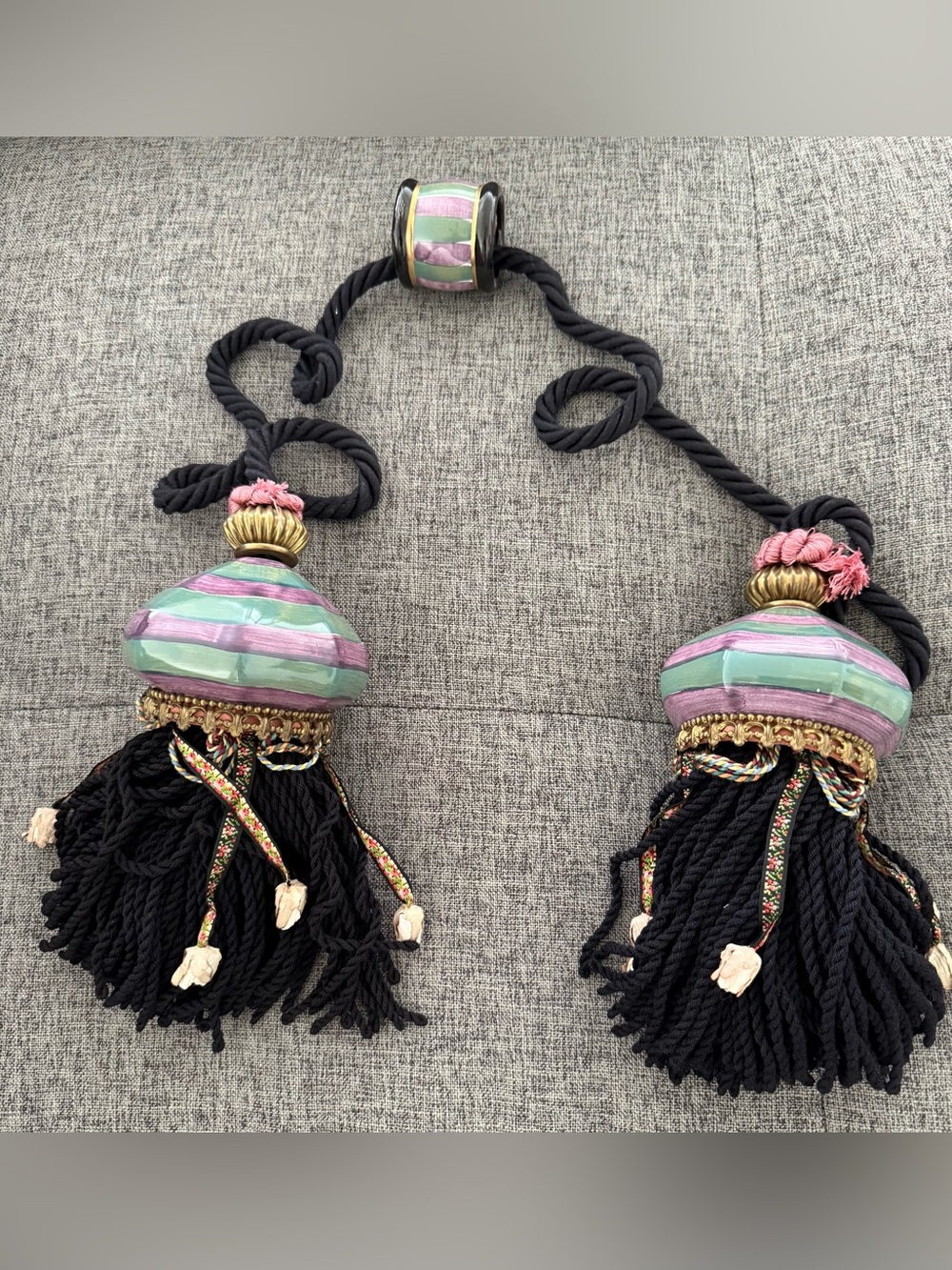 MacKenzie-Childs Kelp and Urchin Curtain Tiebacks